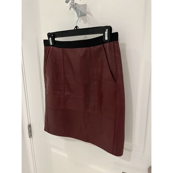 Sandro Burgundy Leather Pencil Skirt small to medium - Picture 3 of 10